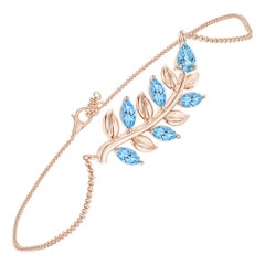 Pear and Marquise 0.72ct Aquamarine Branch Bracelet in 14K Rose Gold
