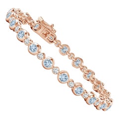 Bracelet tennis en or rose 14 carats serti d'aigue-marine de 3,15 carats et de diamants