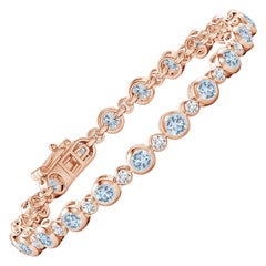 Bracciale tennis con castone, acquamarina e diamanti da 3,15 carati in oro rosa 14 carati