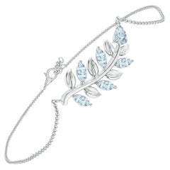 Pear and Marquise 0.72ct Aquamarine Branch Bracelet in 14K White Gold