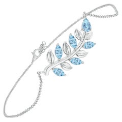 Bracelet de branches d'aigue-marine poire et marquise de 0,72ct en or blanc 14K