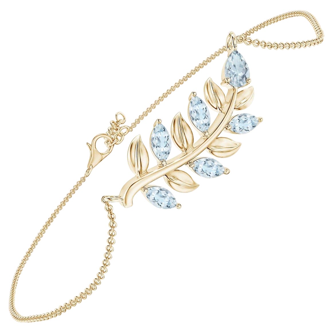 Pear and Marquise 0.72ct Aquamarine Branch Bracelet in 14K Yellow Gold