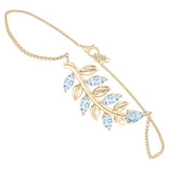 Birne und Marquise 0,72ct Aquamarin Branch Armband in 14K Gelbgold