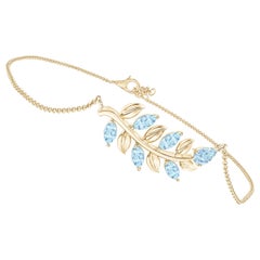 Pear and Marquise 0.72ct Aquamarine Branch Bracelet in 14K Yellow Gold