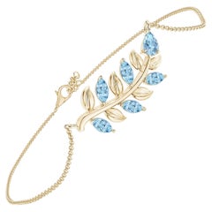 Birne und Marquise 0,72ct Aquamarin Branch Armband in 14K Gelbgold