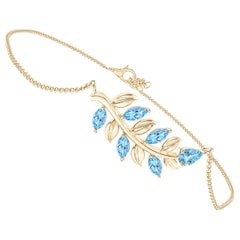 Pear and Marquise 0.72ct Aquamarine Branch Bracelet in 14K Yellow Gold