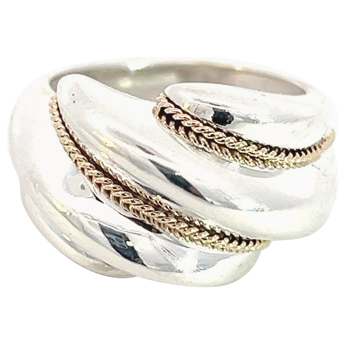Tiffany & Co Estate Shrimp Ring 6.5 14k Gold Sterling Silver For Sale