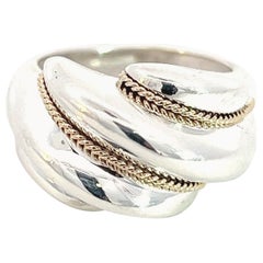 Retro Tiffany & Co Estate Shrimp Ring 6.5 14k Gold Sterling Silver