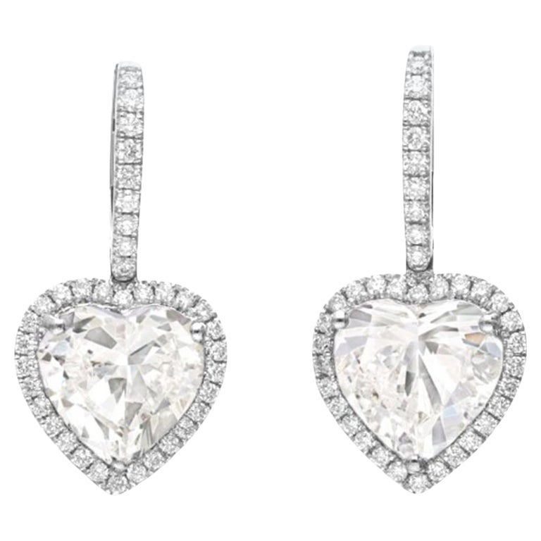 GIA Certified 2 Carat Heart Shape Diamond Studs  For Sale