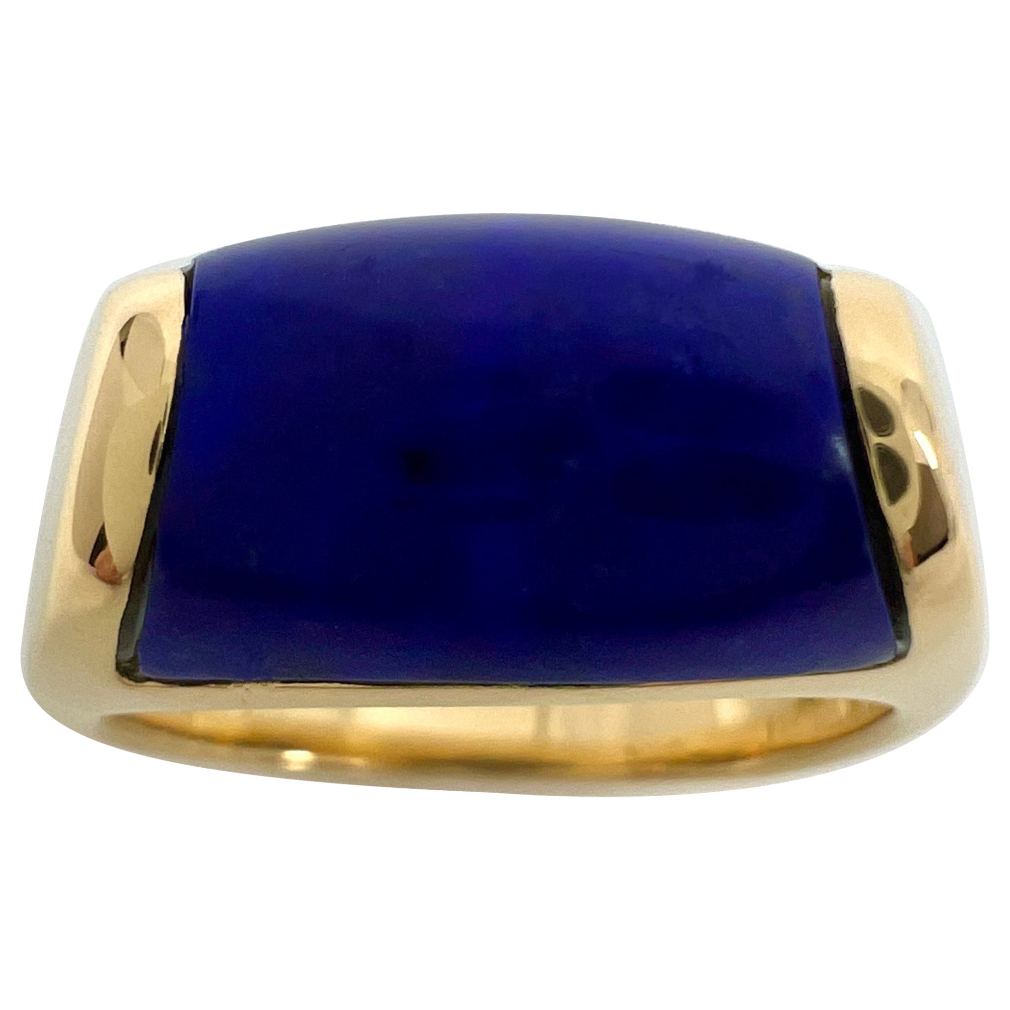 Bvlgari Bulgari Tronchetto 18k Yellow Gold Lapis Lazuli Ring with Box US6 EU52 For Sale