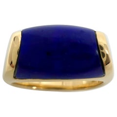 Vintage Bvlgari Bulgari Tronchetto 18k Yellow Gold Lapis Lazuli Ring with Box US6 EU52