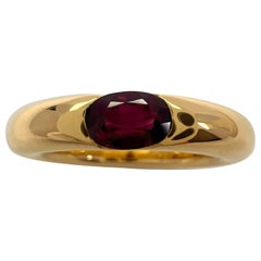 Ovaler Solitär-Ring von Cartier, Tiefroter Rubin Ellipsen 18k Gelbgold, 50 US5, Vintage