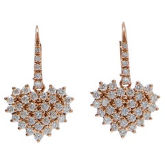 Diamants, boucles d'oreilles pendantes en or rose 18 carats.