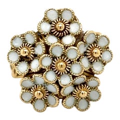 Viktorianischer floraler Blumenstrauß-Emaille-Ring aus 18 Karat Gelbgold
