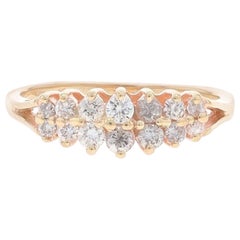 Yellow Gold Diamond Cluster Ring - 10k Round Brilliant .50ctw Tiered