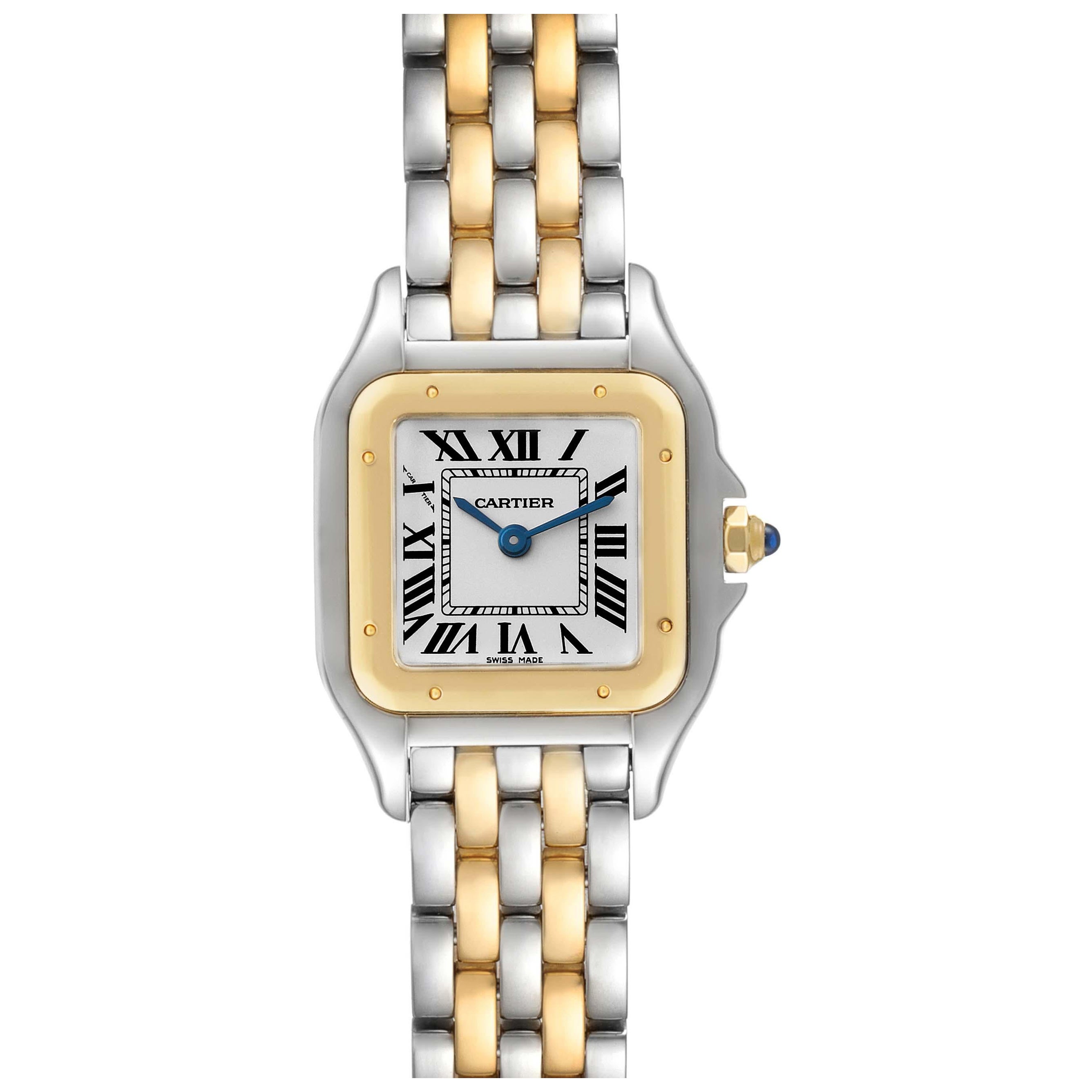 Cartier Panthere Steel Yellow Gold 2 Row Ladies Watch W2PN0006 Box Papers