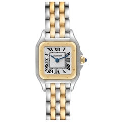 Cartier Panthere Steel Yellow Gold 2 Row Ladies Watch W2PN0006 Box Papers