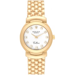 Rolex Cellini Yellow Gold White Diamond Dial Ladies Watch 6621