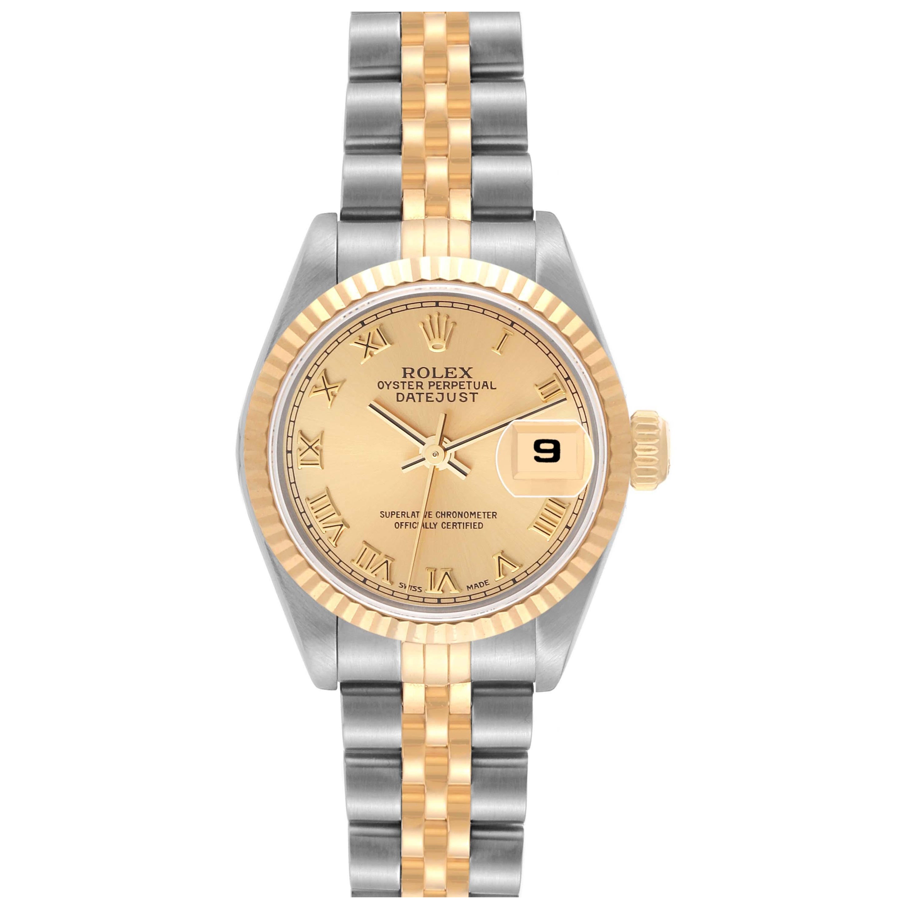 Rolex Datejust Steel Yellow Gold Champagne Dial Ladies Watch 79173 For Sale
