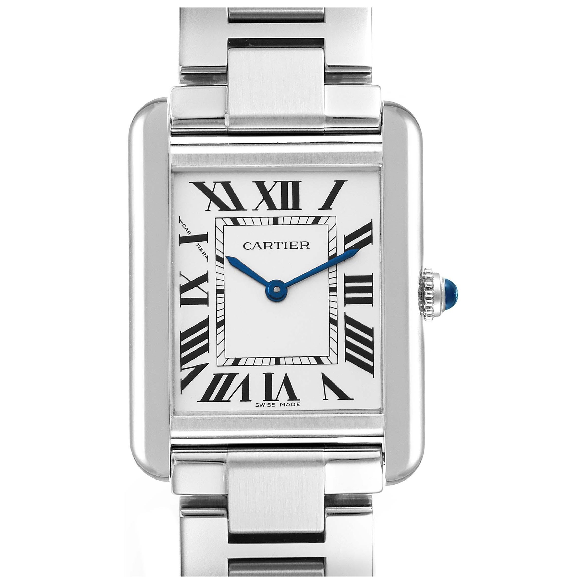 Cartier Tank Solo Small Silver Dial Steel Ladies Watch W5200013 Box Card