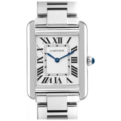 Cartier Tank Solo Small Silver Dial Steel Ladies Watch W5200013 Box Card