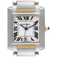 Used Cartier Tank Francaise Steel Yellow Gold Silver Dial Mens Watch W51005Q4