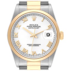 Rolex Datejust Steel Yellow Gold White Dial Mens Watch 16203