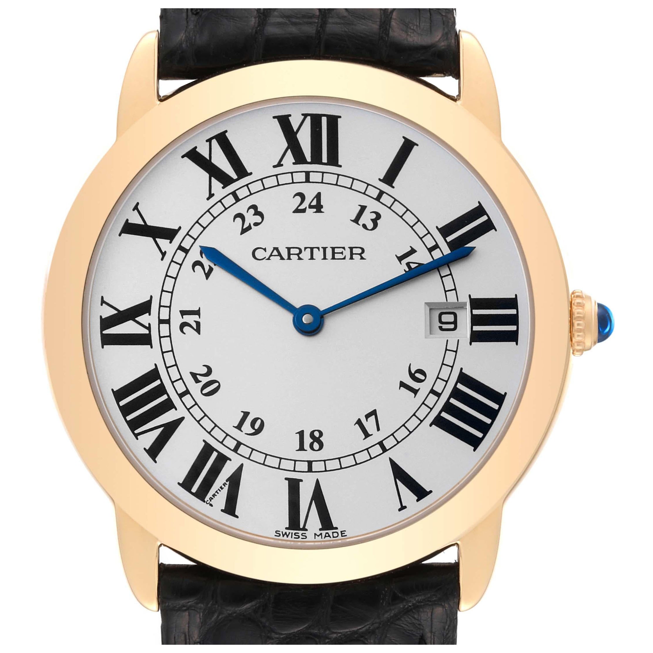 Cartier Ronde Solo 36mm Große Gelbgold Stahl-Herrenuhr W6700455