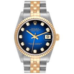 Used Rolex Datejust Midsize Steel Yellow Gold Vignette Diamond Ladies Watch 68273