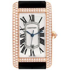 Used Cartier Tank Americaine Large Rose Gold Diamond Mens Watch WB704851