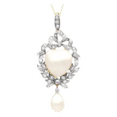 Ciondolo vittoriano con perle e diamanti in oro giallo 9 ct.