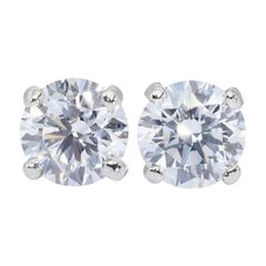 Classic 1.14 Carat Round Brilliant Diamond Earrings 