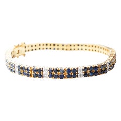 Vintage Bracelet Sapphires Daimonds Gilt Silver /18cm/19gr