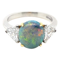 Opal and Diamond Platinum Ring