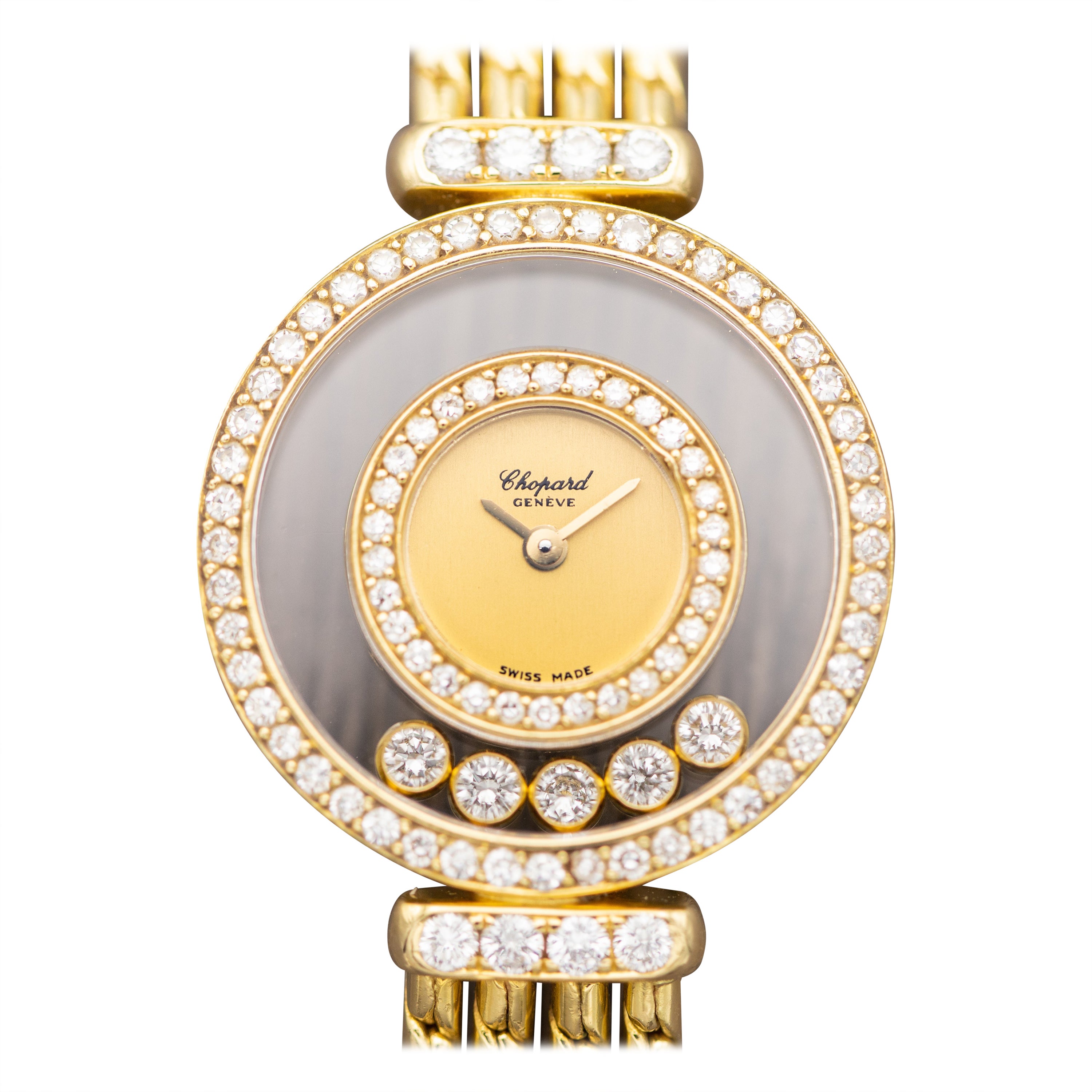 Chopard Happy Diamonds - 18k Solid Yellow Gold - Elegant Ladies Cocktail Watch For Sale