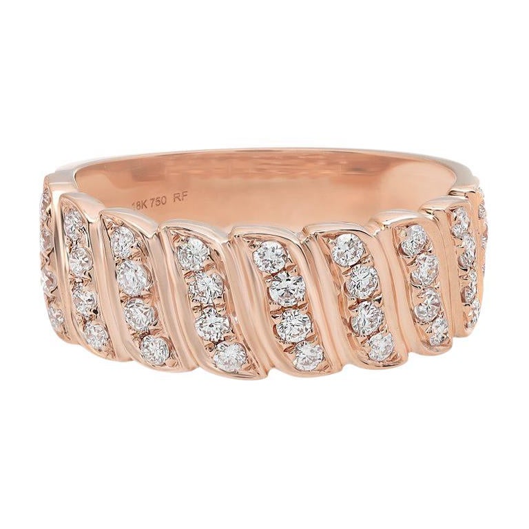 0.52 Carat Round Cut Diamond Band Ring 18K Rose Gold  For Sale