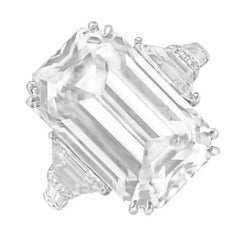 Vintage GIA 10.01ct Emerald Cut Diamond Engagement Ring, D Color, Platinum