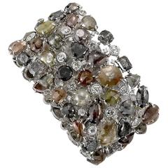 Multi Cut Pink Yellow Grey Black Peach Rough Diamonds Bracelet 12