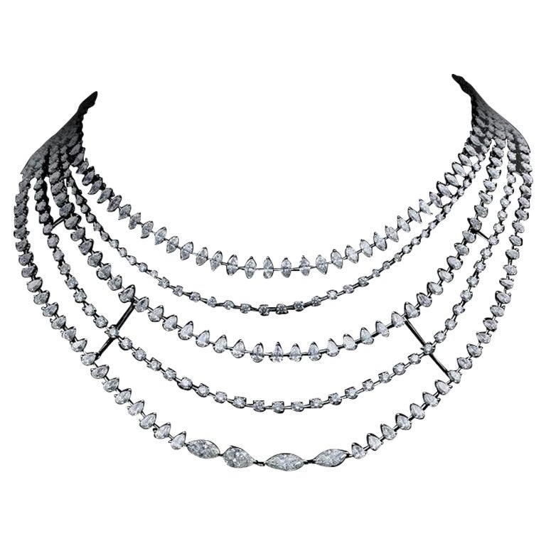 Emilio Jewelry Gia Certified 46 Carat Diamond Choker Necklace   For Sale