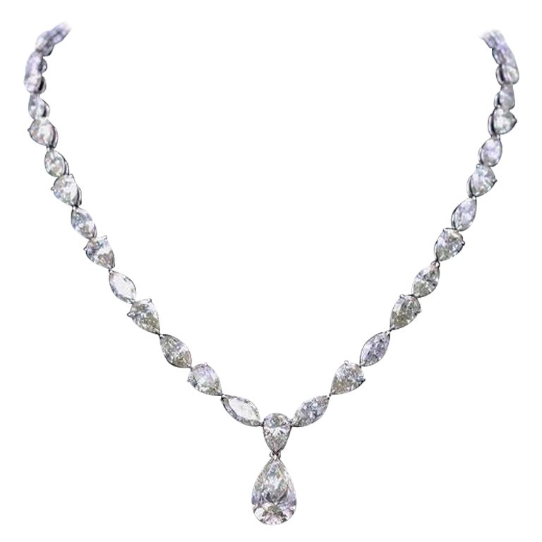 Emilio Jewelry Gia Certified 40.00 Carat Diamond Pear Necklace