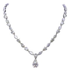 Emilio Jewelry Gia Certified 40.00 Carat Diamond Pear Necklace