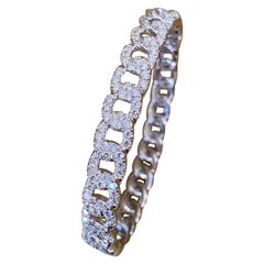 Odelia Diamond Curb Link Bangle Bracelet 2.79 Carats in 18k White Gold