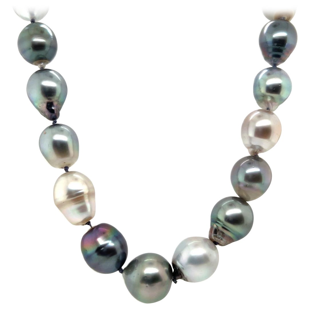 Modern Gold Tahitian Baroque 11-14.5mm Pearl 15.75 Inch Toggle Clasp Necklace For Sale