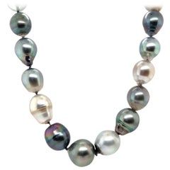 Modern Gold Tahitian Baroque 11-14.5mm Pearl 15.75 Inch Toggle Clasp Necklace