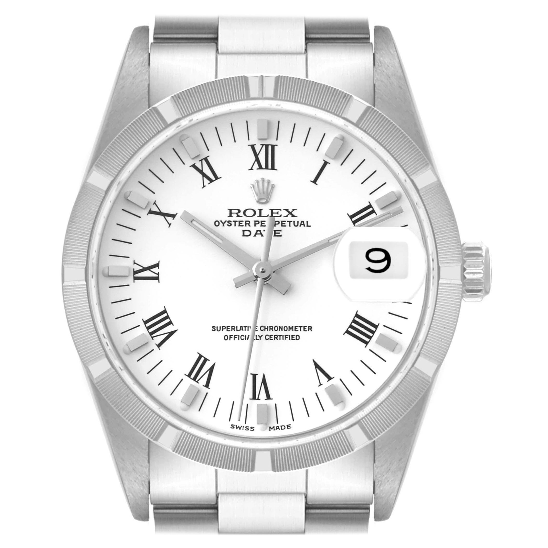Rolex Date White Dial Oyster Bracelet Steel Mens Watch 15210 For Sale