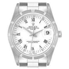 Rolex Date Weißes Oyster-Armband Stahl-Herrenuhr mit Zifferblatt 15210