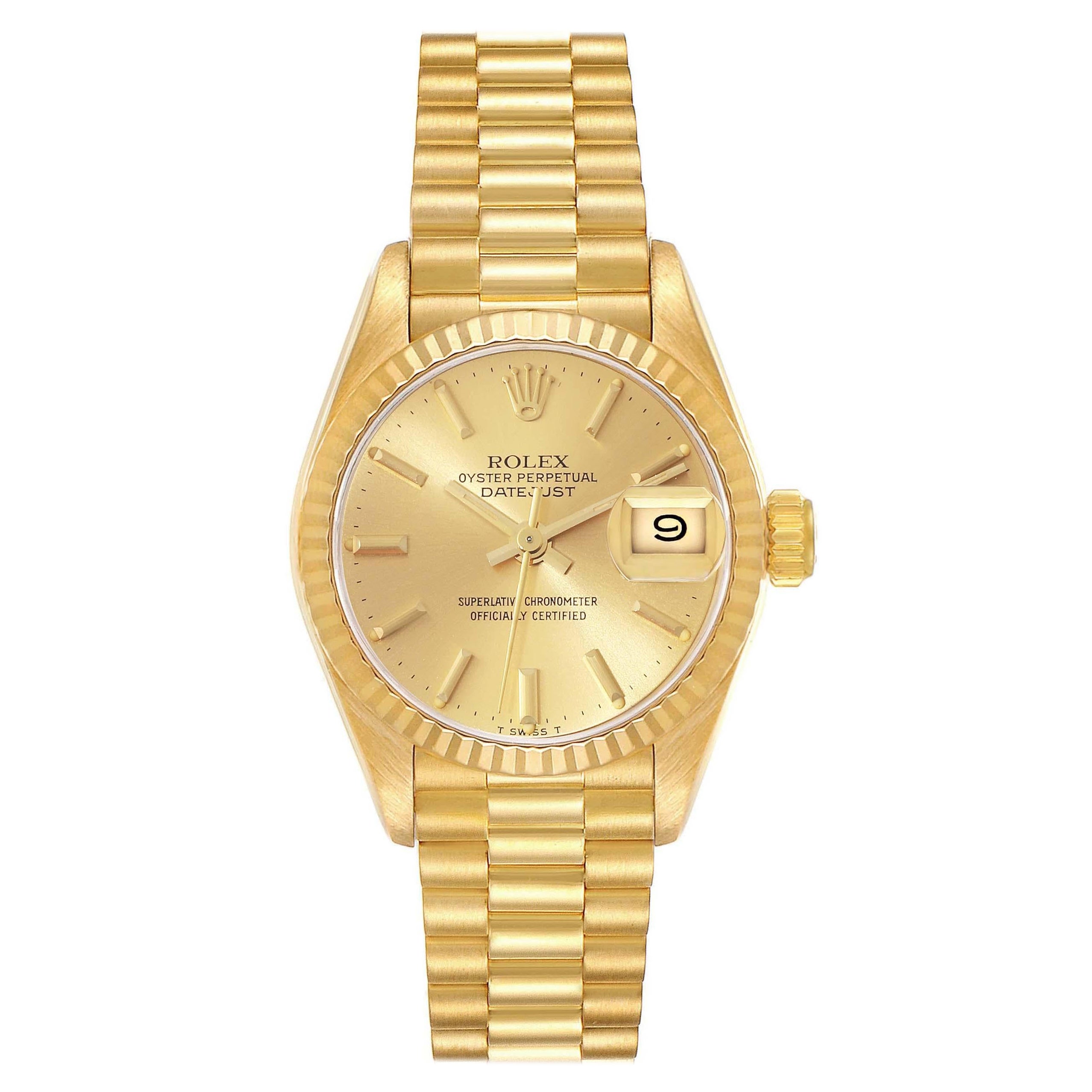 Rolex Datejust President Yellow Gold Ladies Watch 69178 Papers