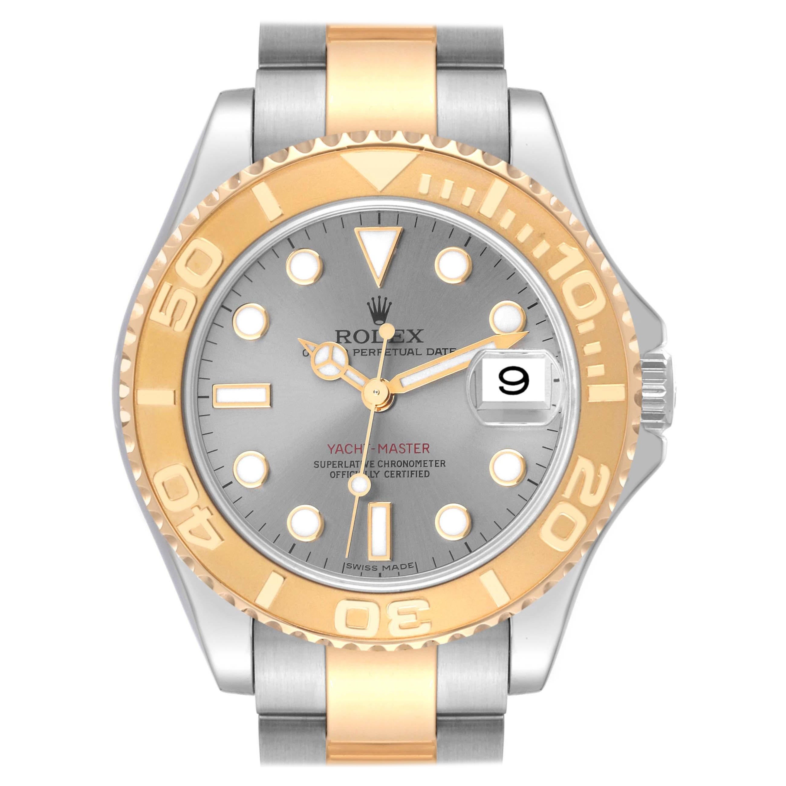 Rolex Yachtmaster Midsize Steel Yellow Gold Mens Watch 168623 Box Card