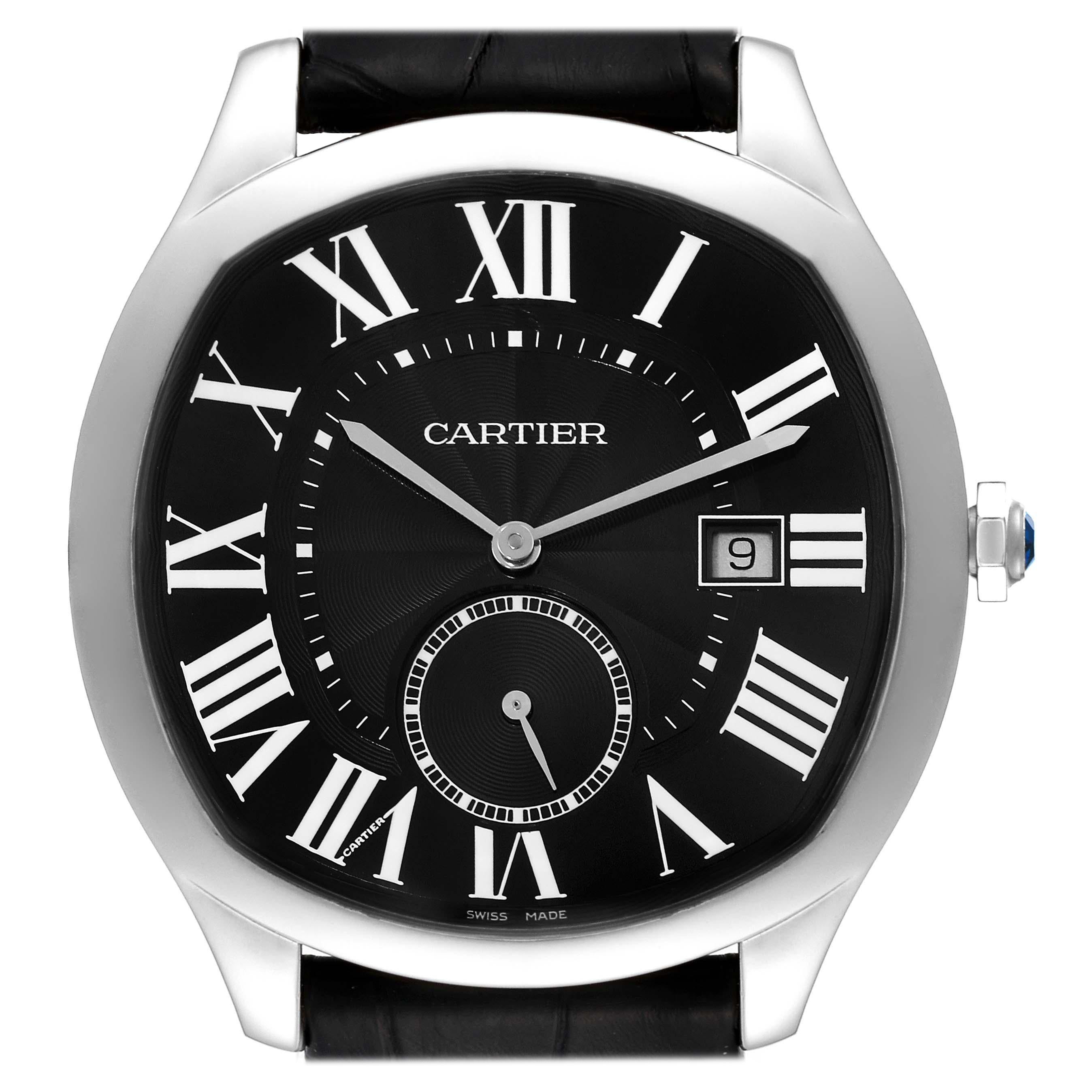 Cartier Drive de Cartier Black Dial Steel Mens Watch WSNM0009 Box Papers