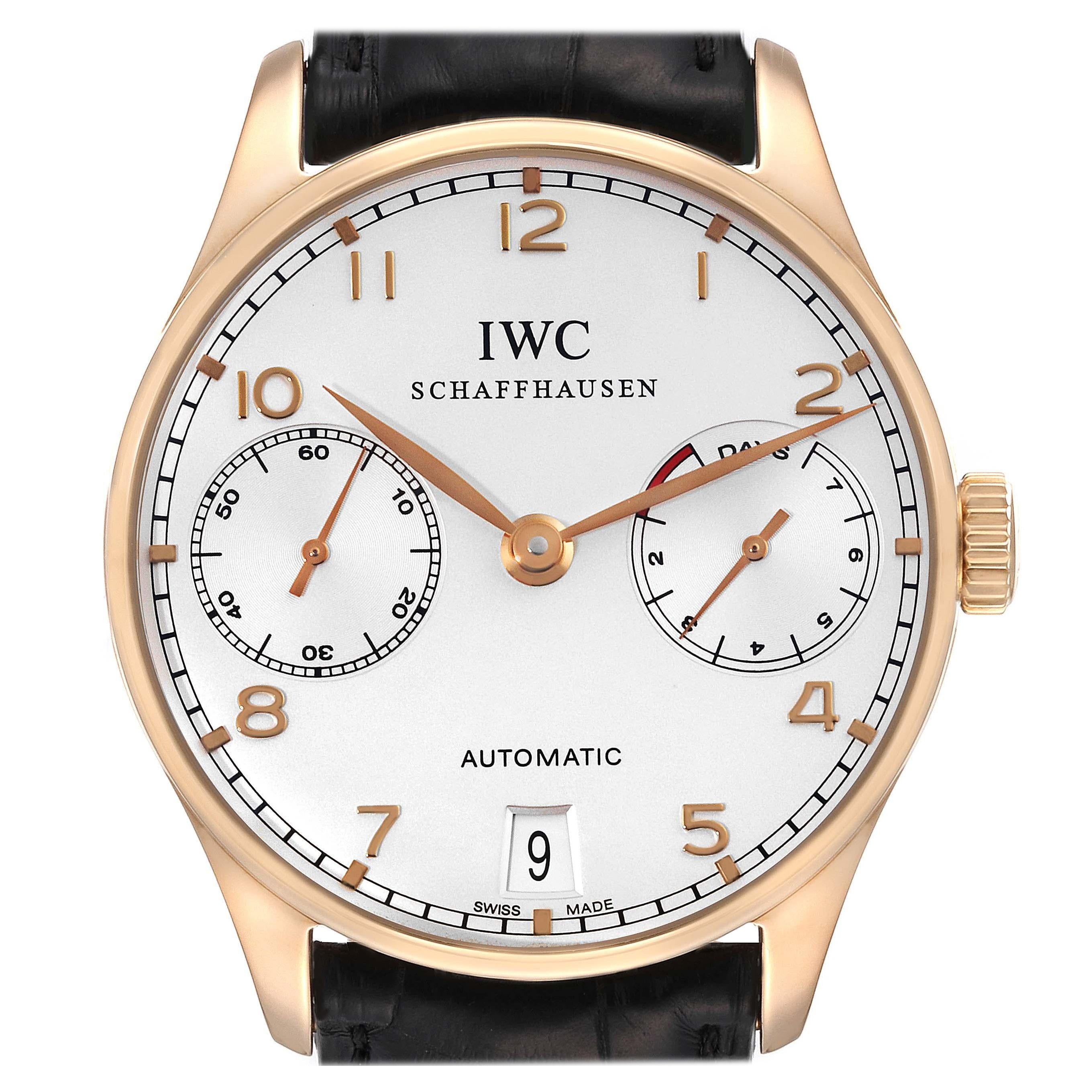 IWC Portugieser Automatic Yellow Gold Silver Dial Mens Watch IW500701